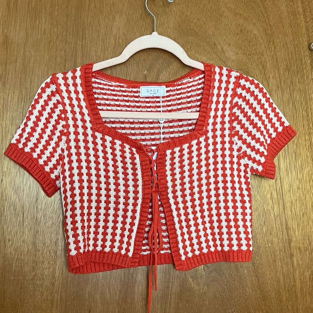 Sage Red and White Checkered Crop Top